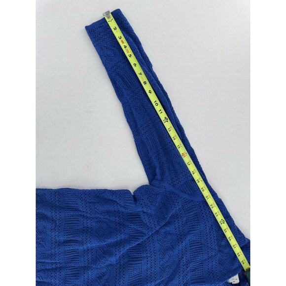 Joan Rivers Cardigan Sz L Open Crochet Knit Boho Beach Blue Lagenlook Shawl New - Picture 13 of 13